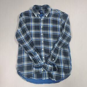 Ralph Lauren Flannel Sport Shirt Men's Size Medium Plaid Blue and Black